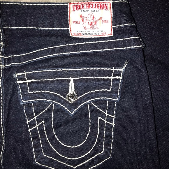 ⭐️True Religion DarkWash White Stitch Crystal (28) - Picture 6 of 8